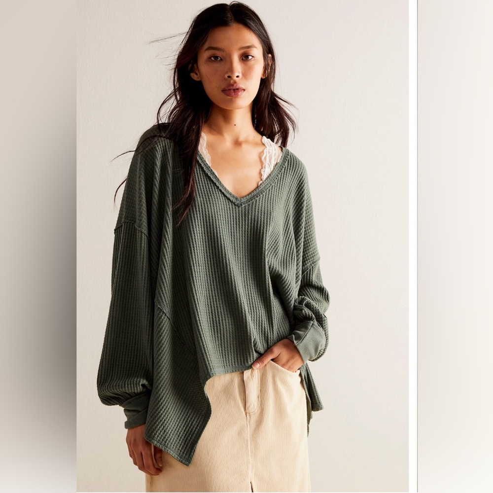 We The Free Coraline Thermal shirt in forest green